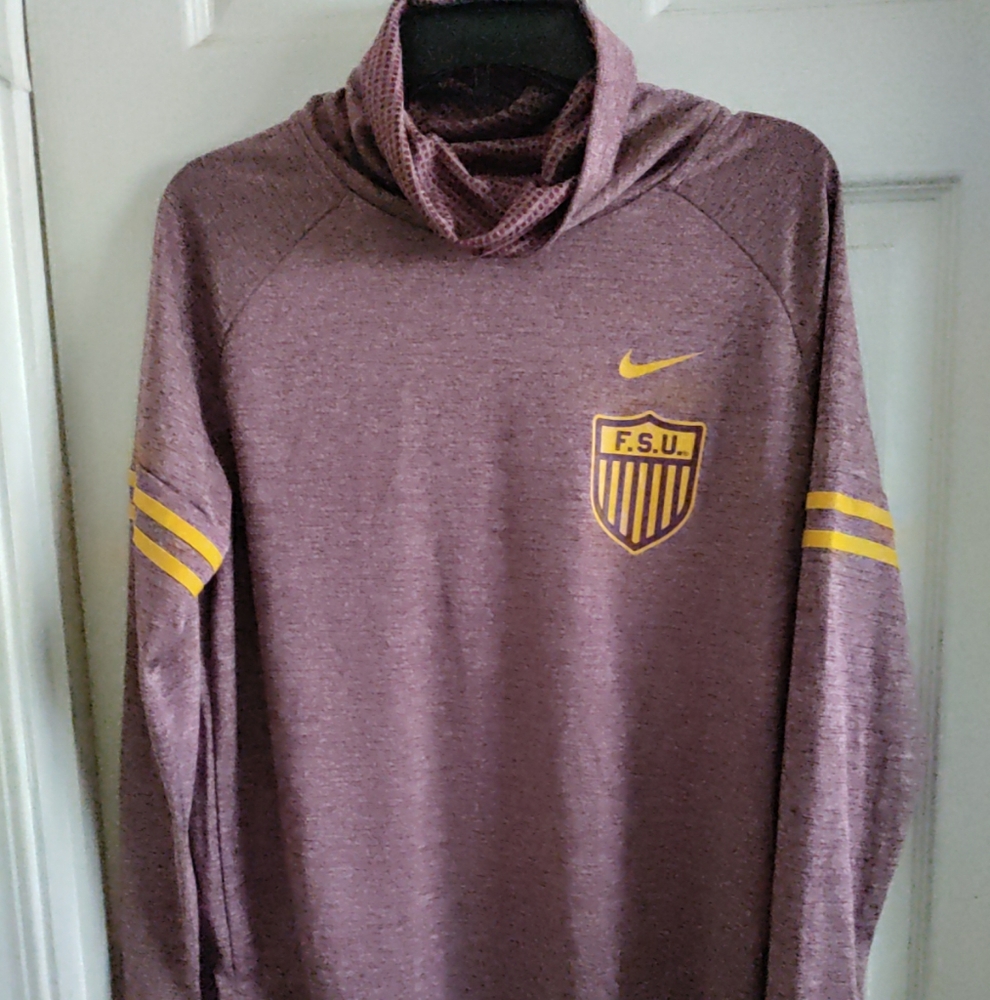NIKE Sweatshirt Womens Medium Florida State Football Funnel Neck Garnet Stretch